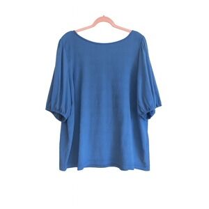 Talbots Light Blue Puff-Textured Front T-Shirt – Size 2X